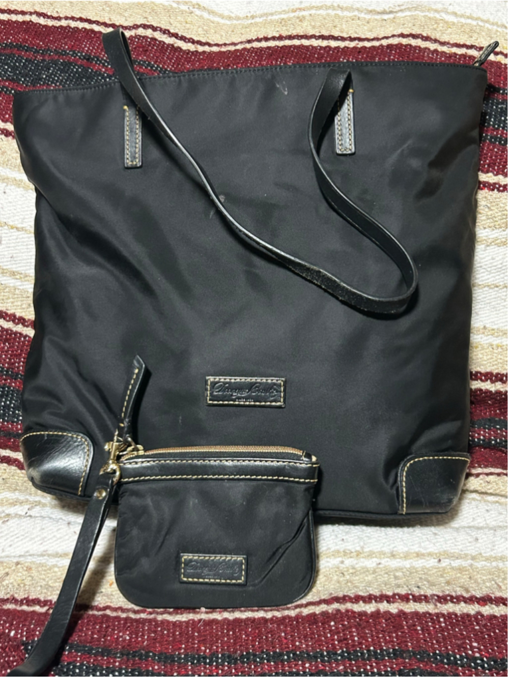 Women's Dooney & Bourke Nylon Tote Bag with Pouch, Black, One Size